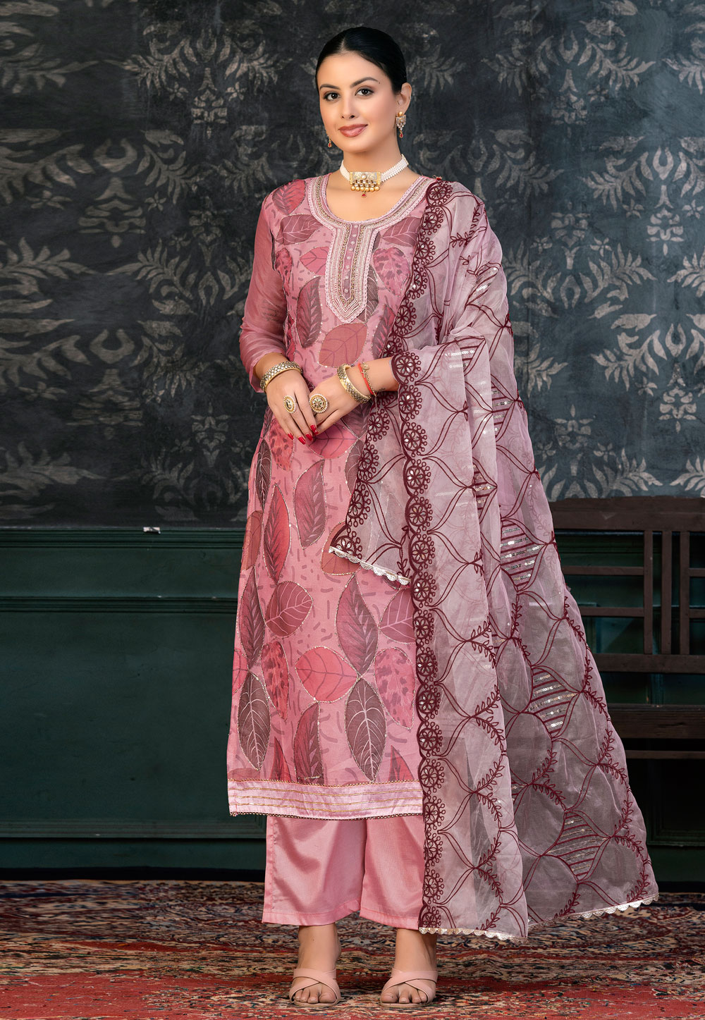Pink Organza Pakistani Suit 272393
