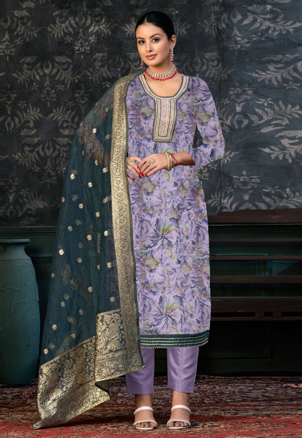 Lavender Organza Pakistani Suit 272397