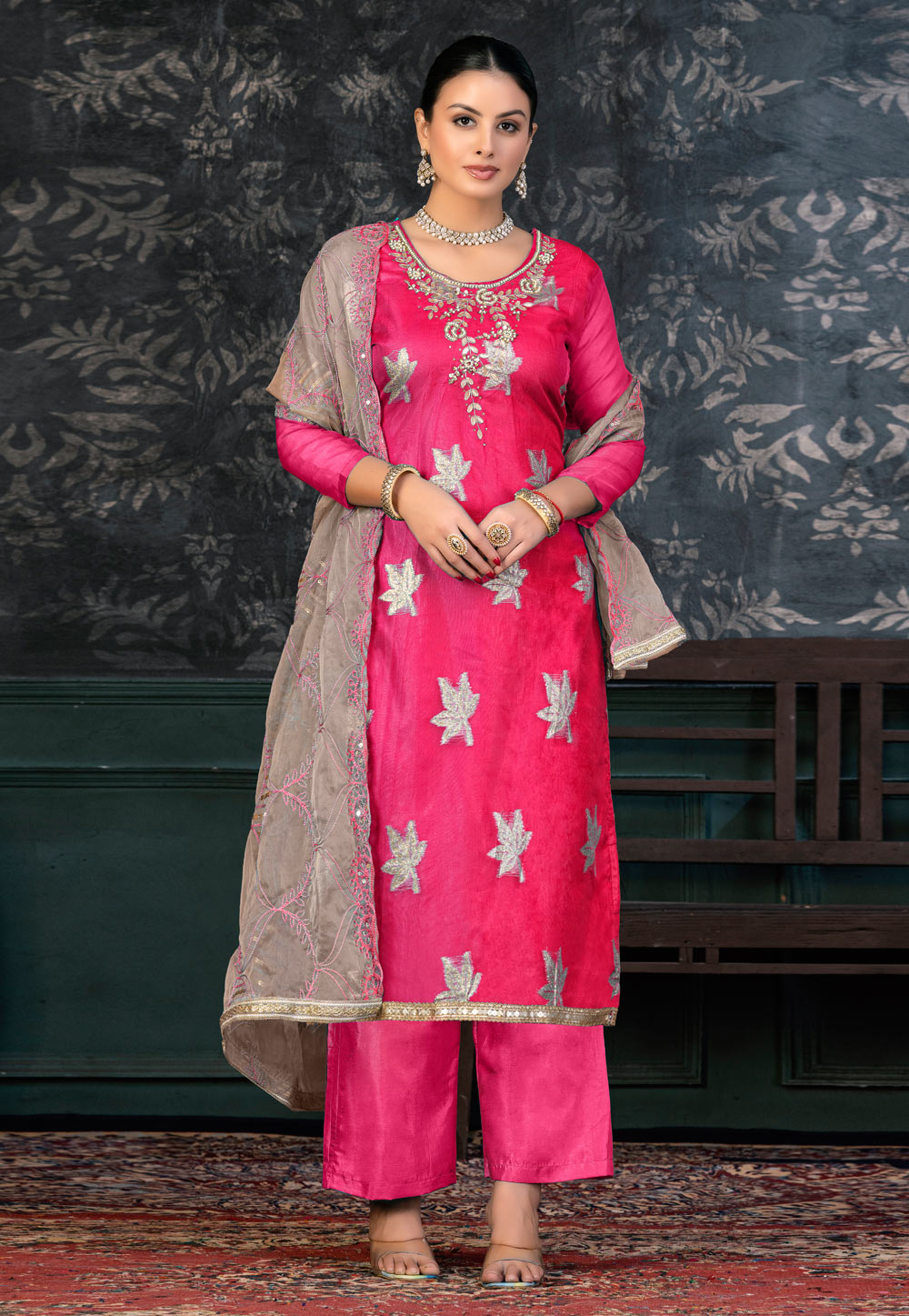 Pink Organza Pakistani Suit 272405