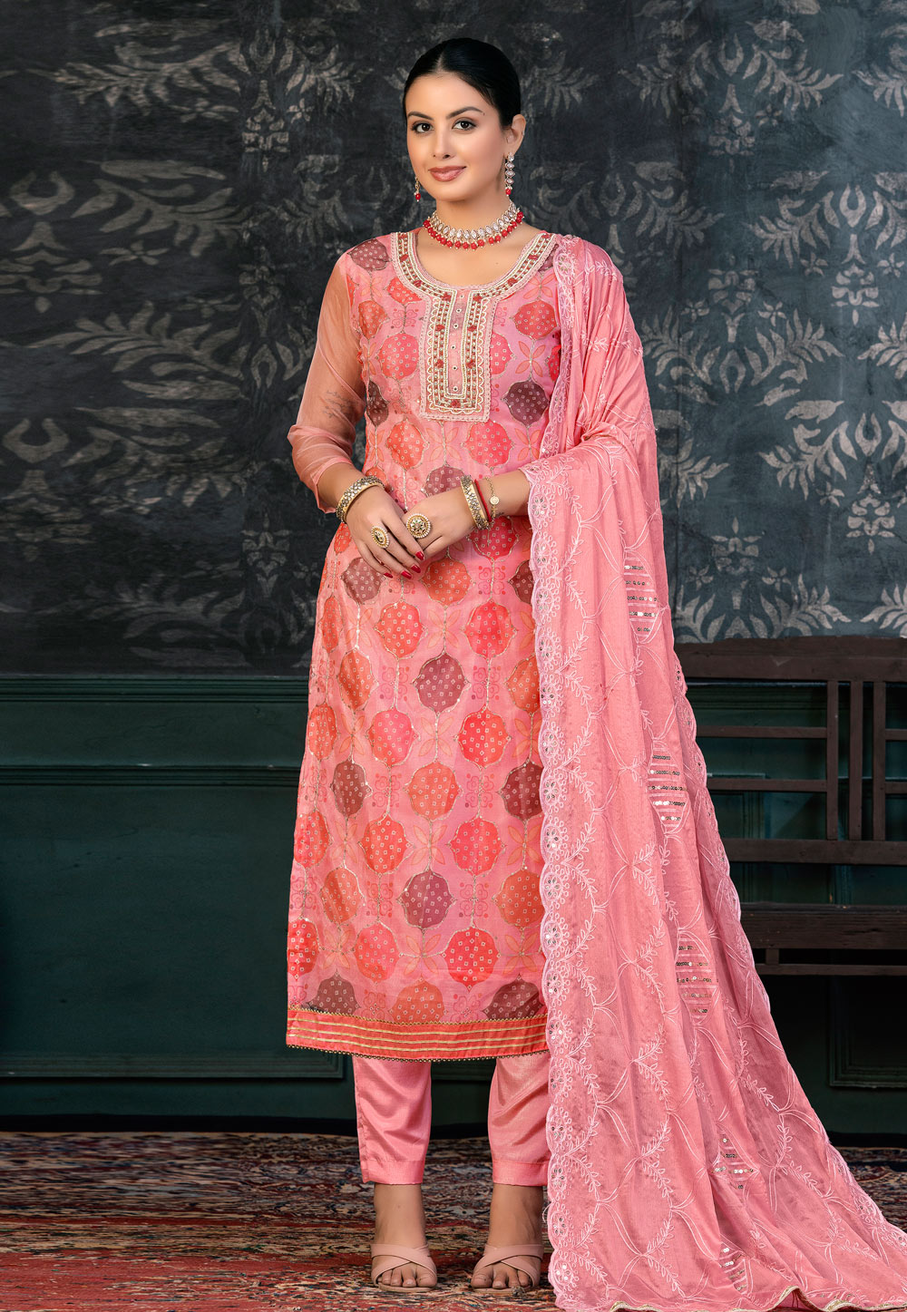Maisha Women's Wear Peach Color Heavy Embroidered Work Anarkali Suit