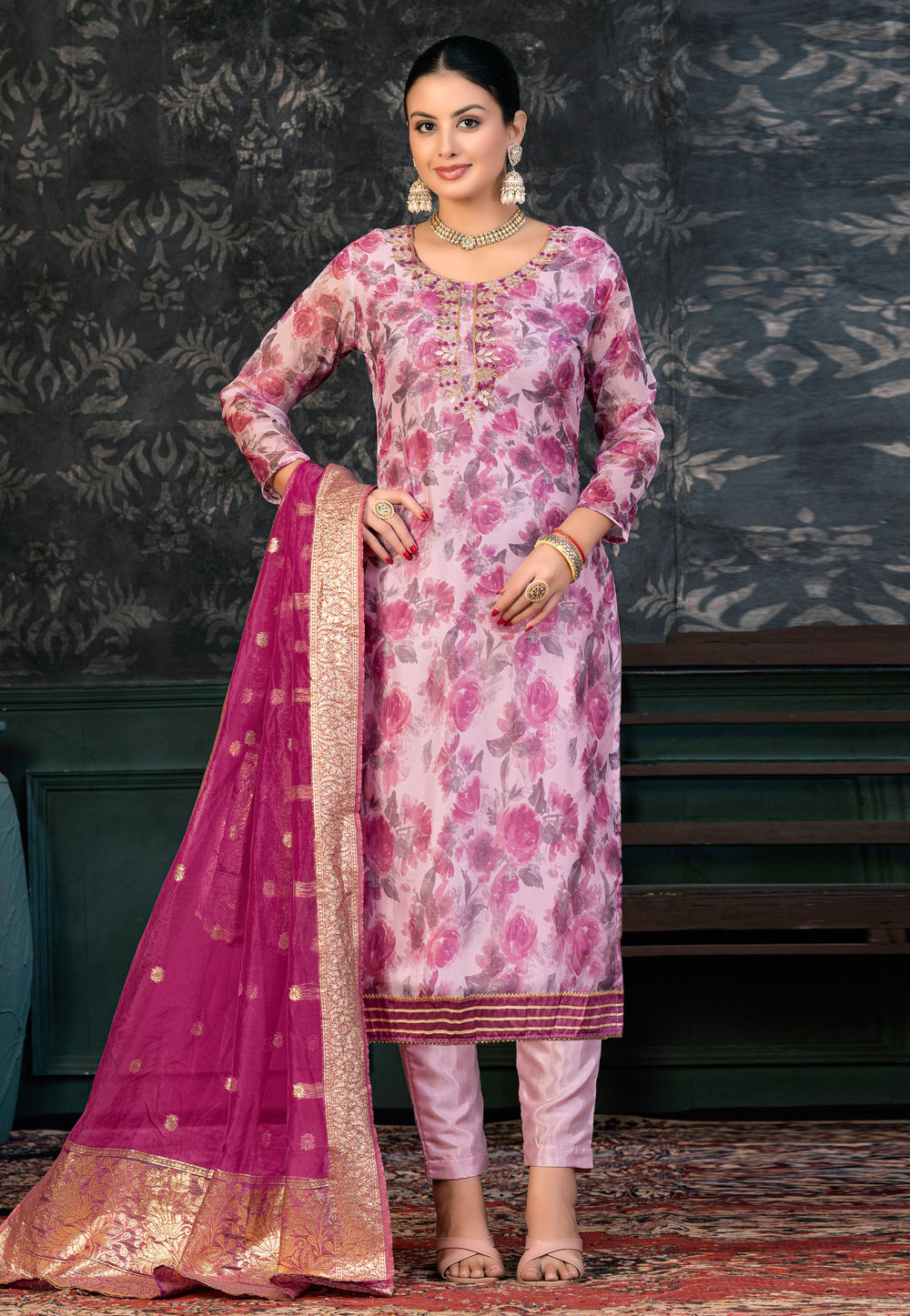 Pink Organza Pakistani Suit 272433