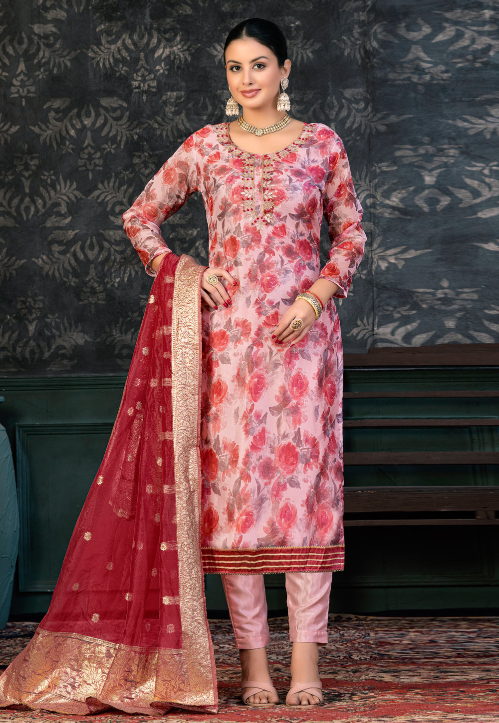 Pink Organza Pakistani Suit 272435