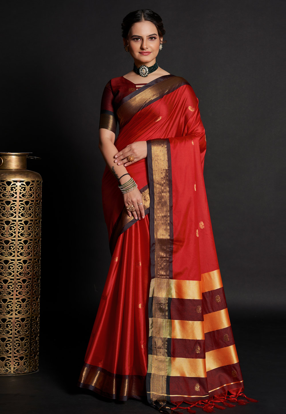 Red Soft Silk Saree With Blouse 273231