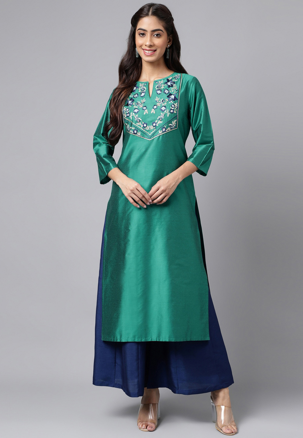 Green Silk Long Tunic 273106