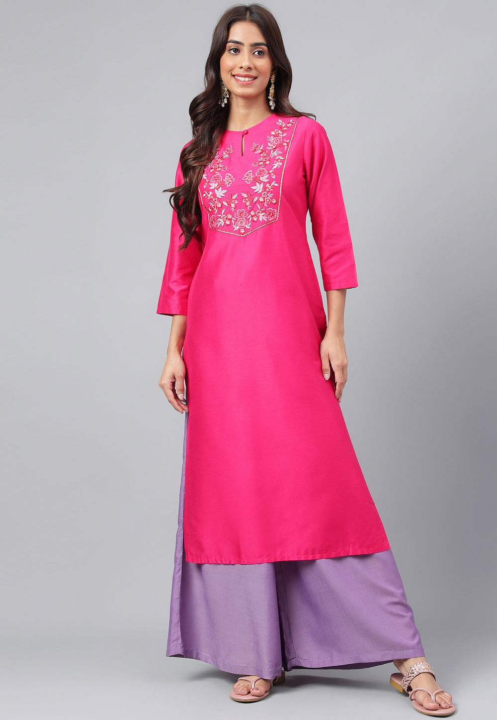 Magenta Silk Long Kurti 273109