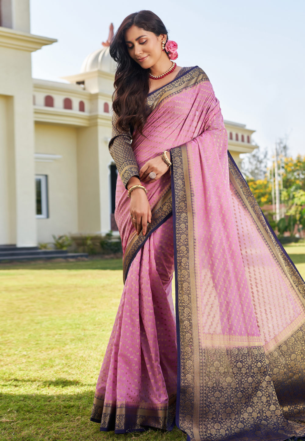 Pink Georgette Saree With Blouse 273298