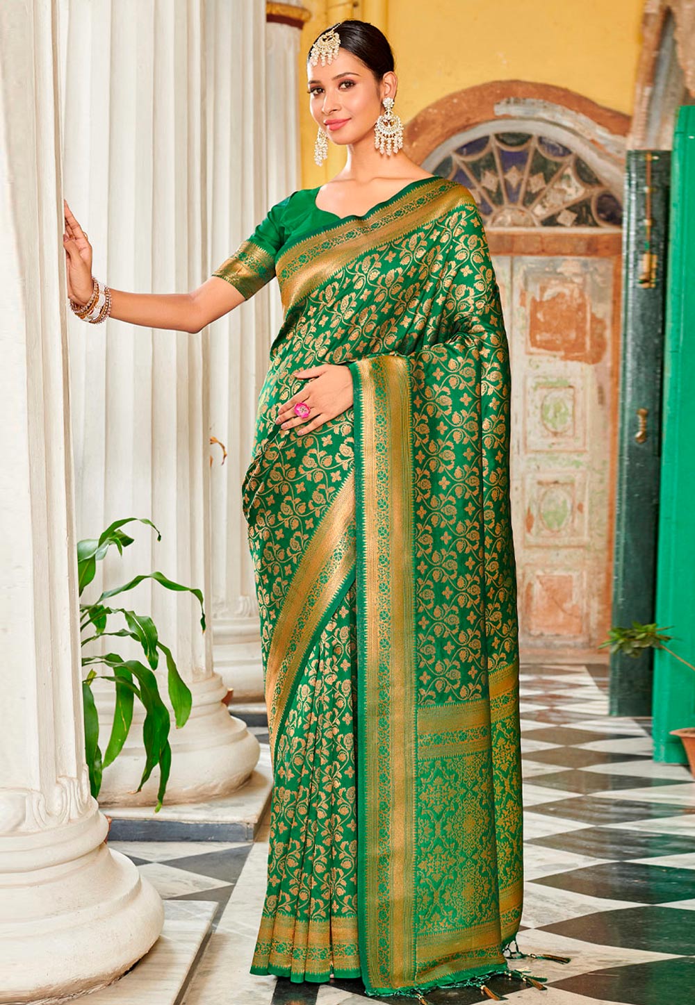 Green Banarasi Silk Saree 273483