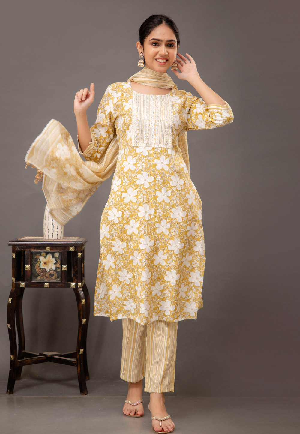 Mustard Rayon Readymade Pakistani Suit 273899