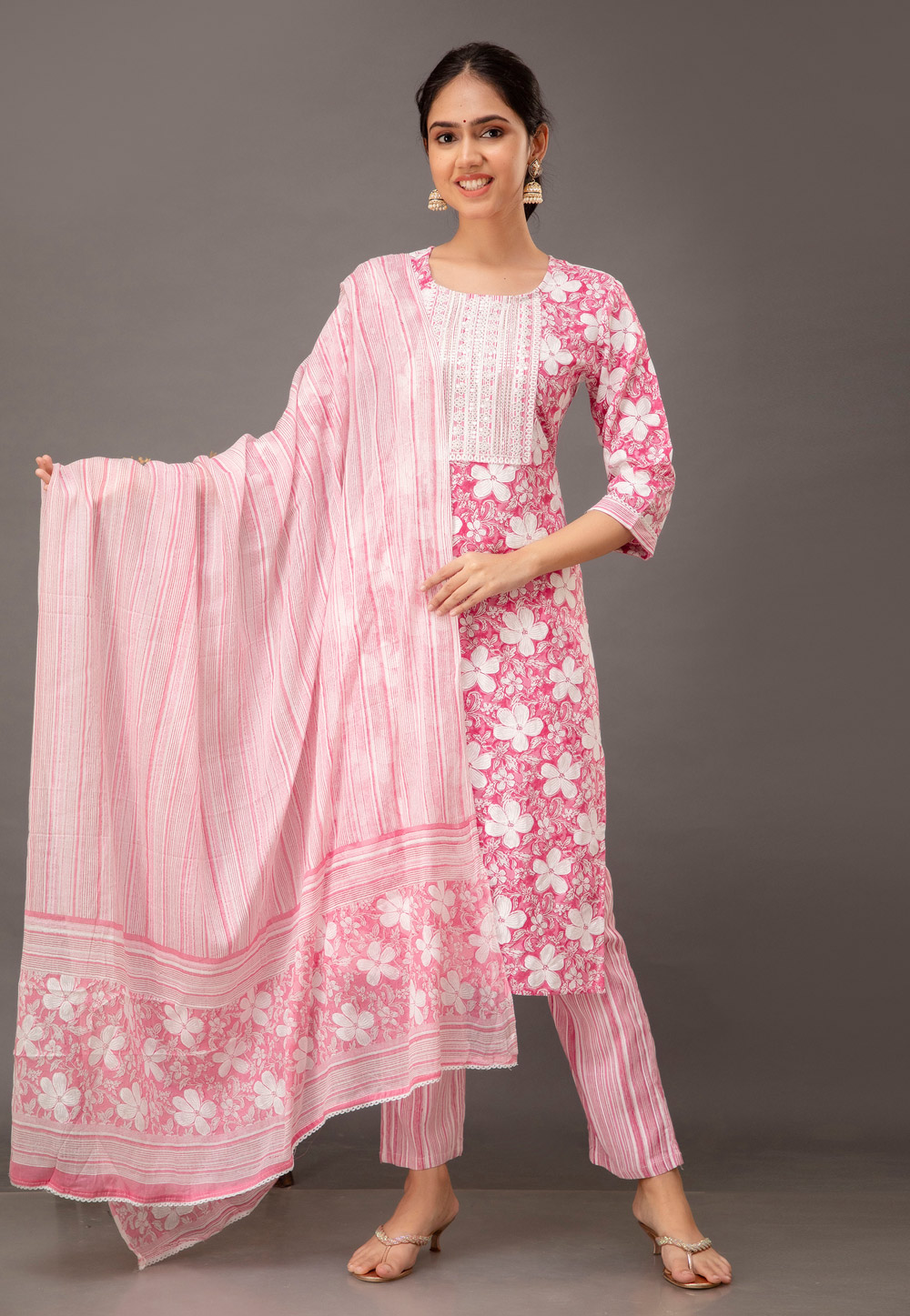 Pink Rayon Readymade Pakistani Suit 273901