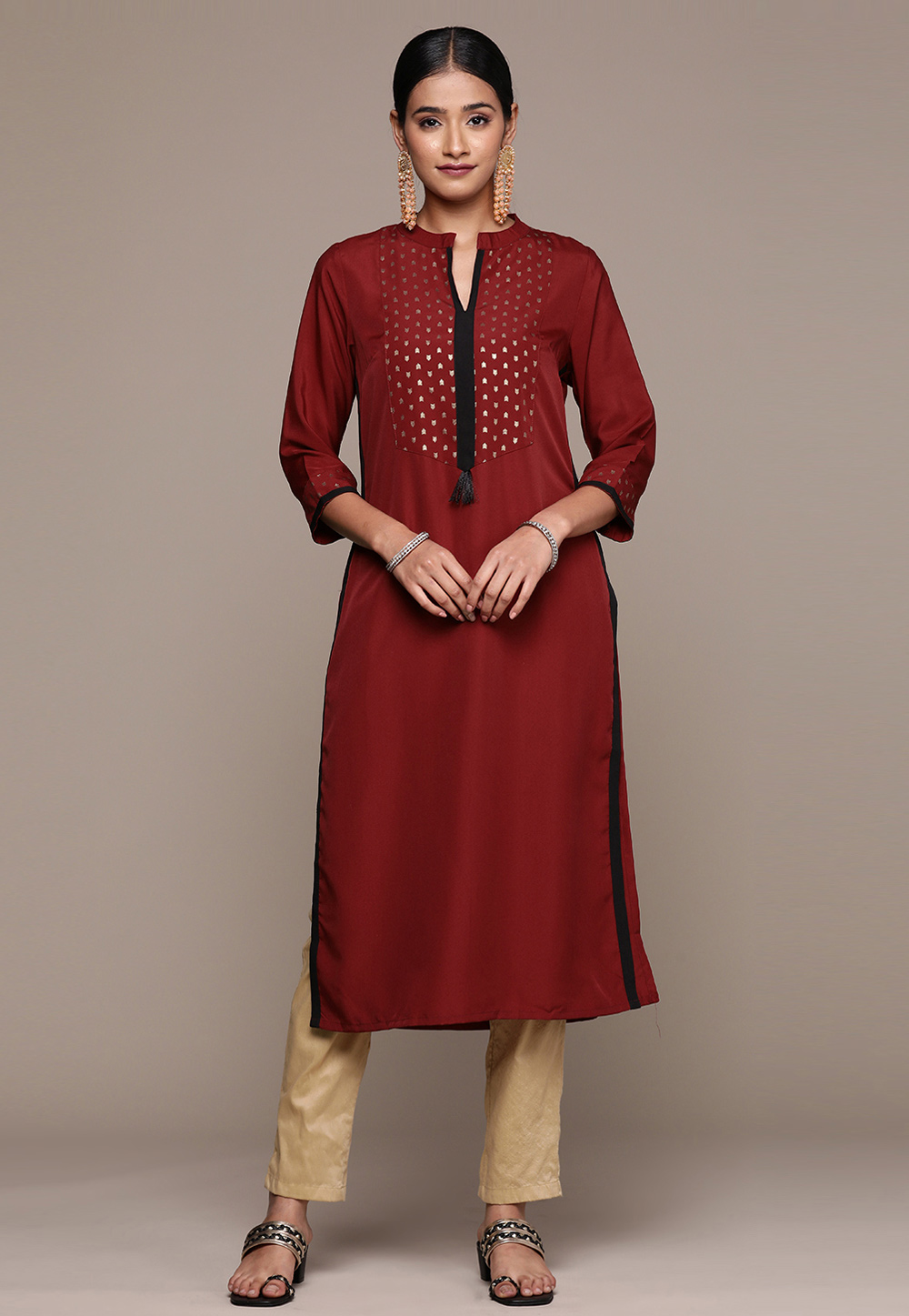 Maroon Crepe Long Kurti 274739
