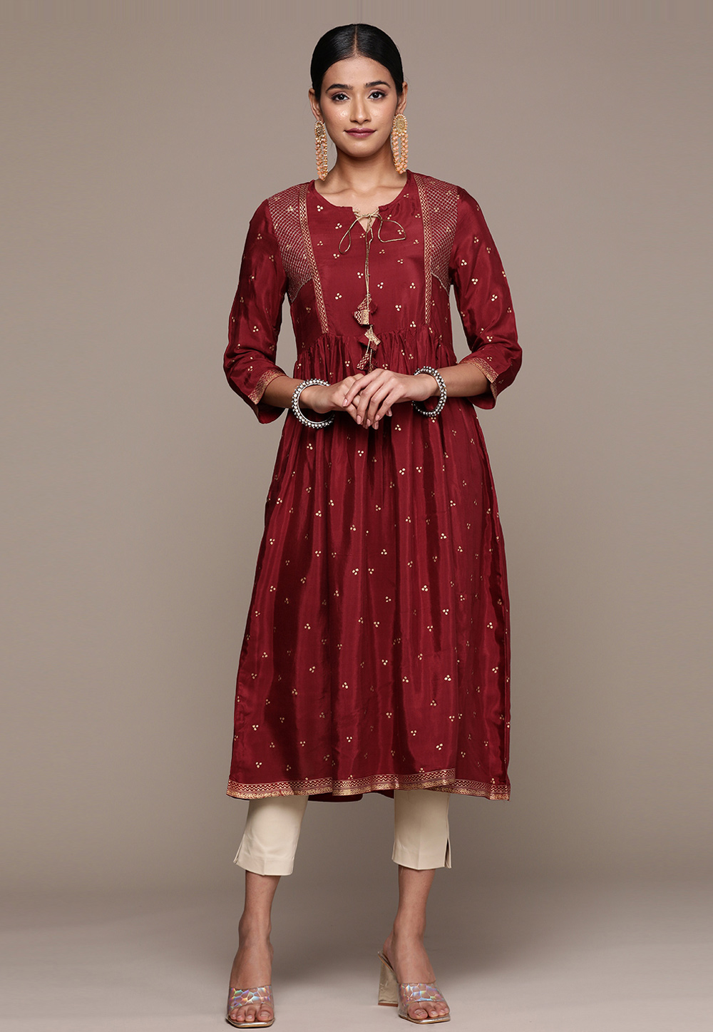 Maroon Viscose Long Tunic 274740