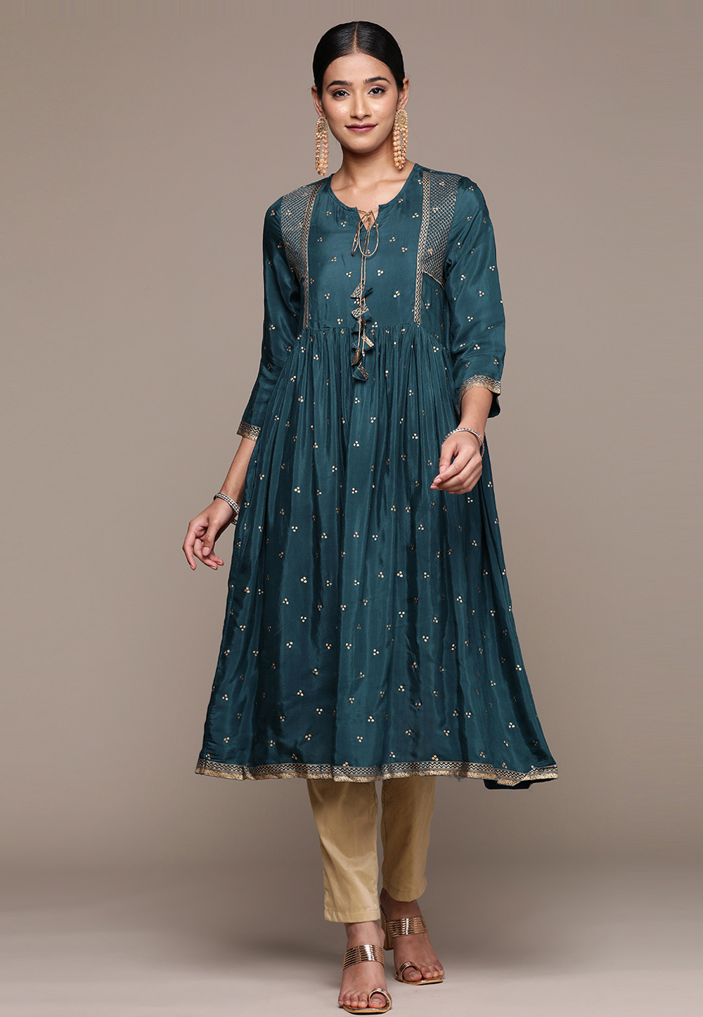Teal Viscose Long Kurti 274741