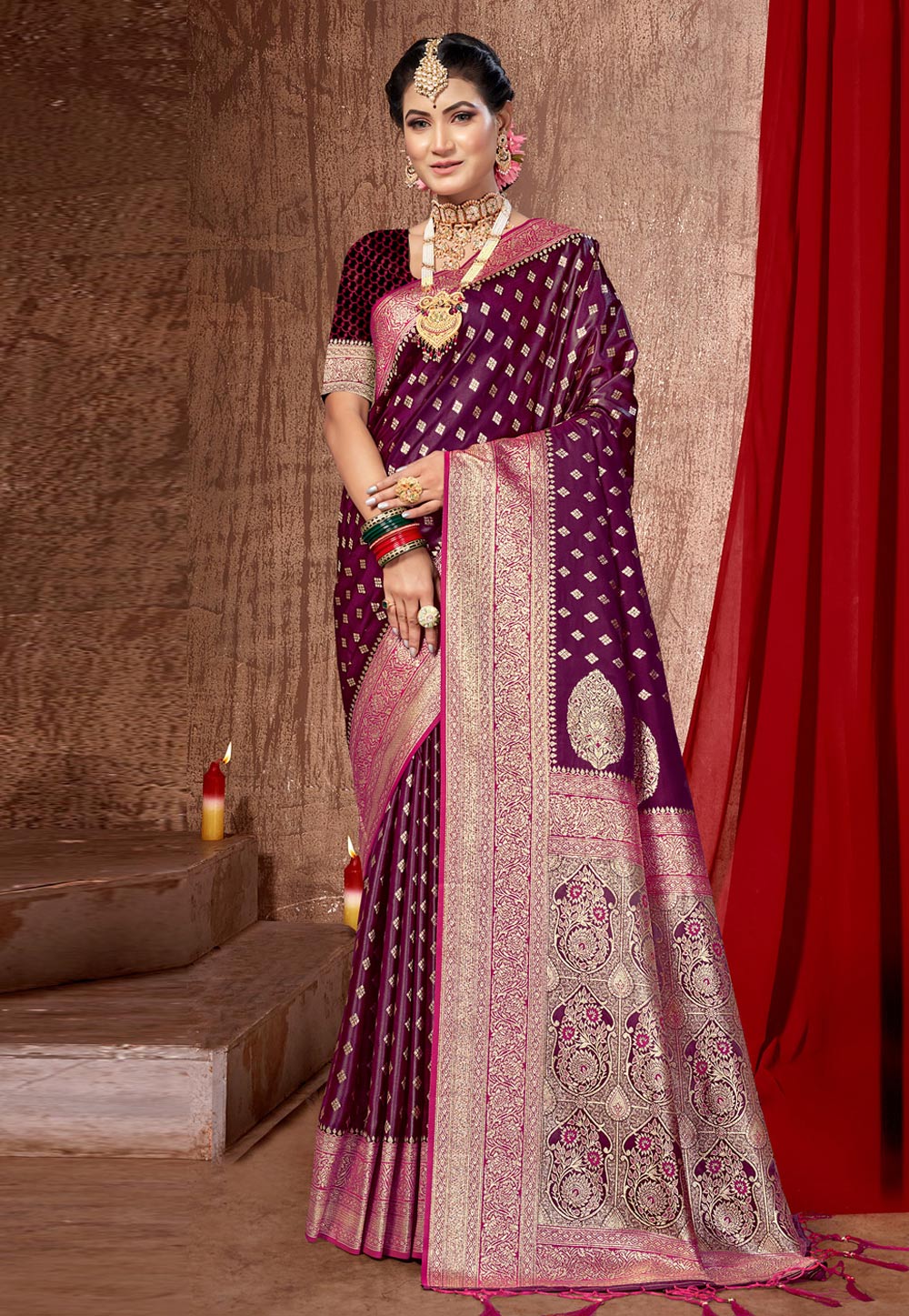 Purple Banarasi Silk Saree 276943