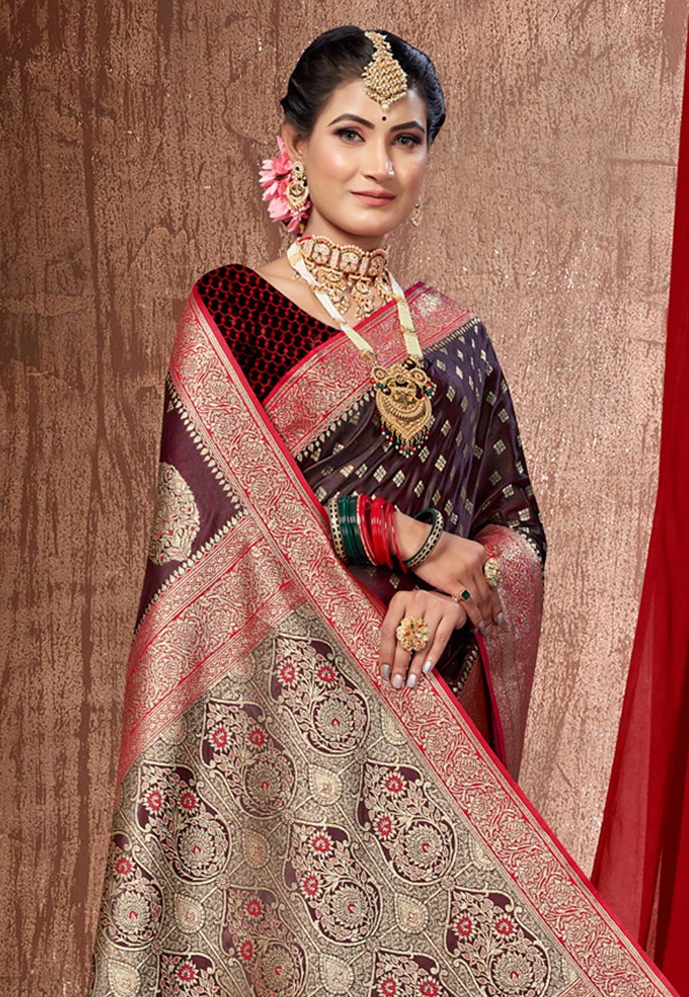 Graceful Banarasi Silk Maroon Designer Traditional Saree -