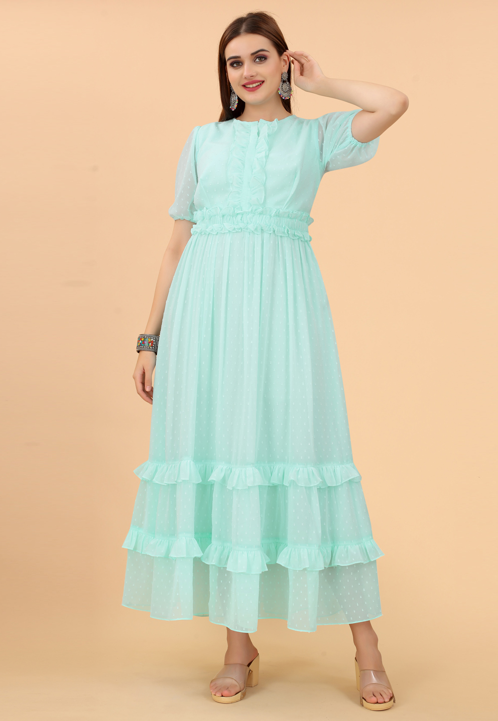 Sky Blue Georgette Gown 277107