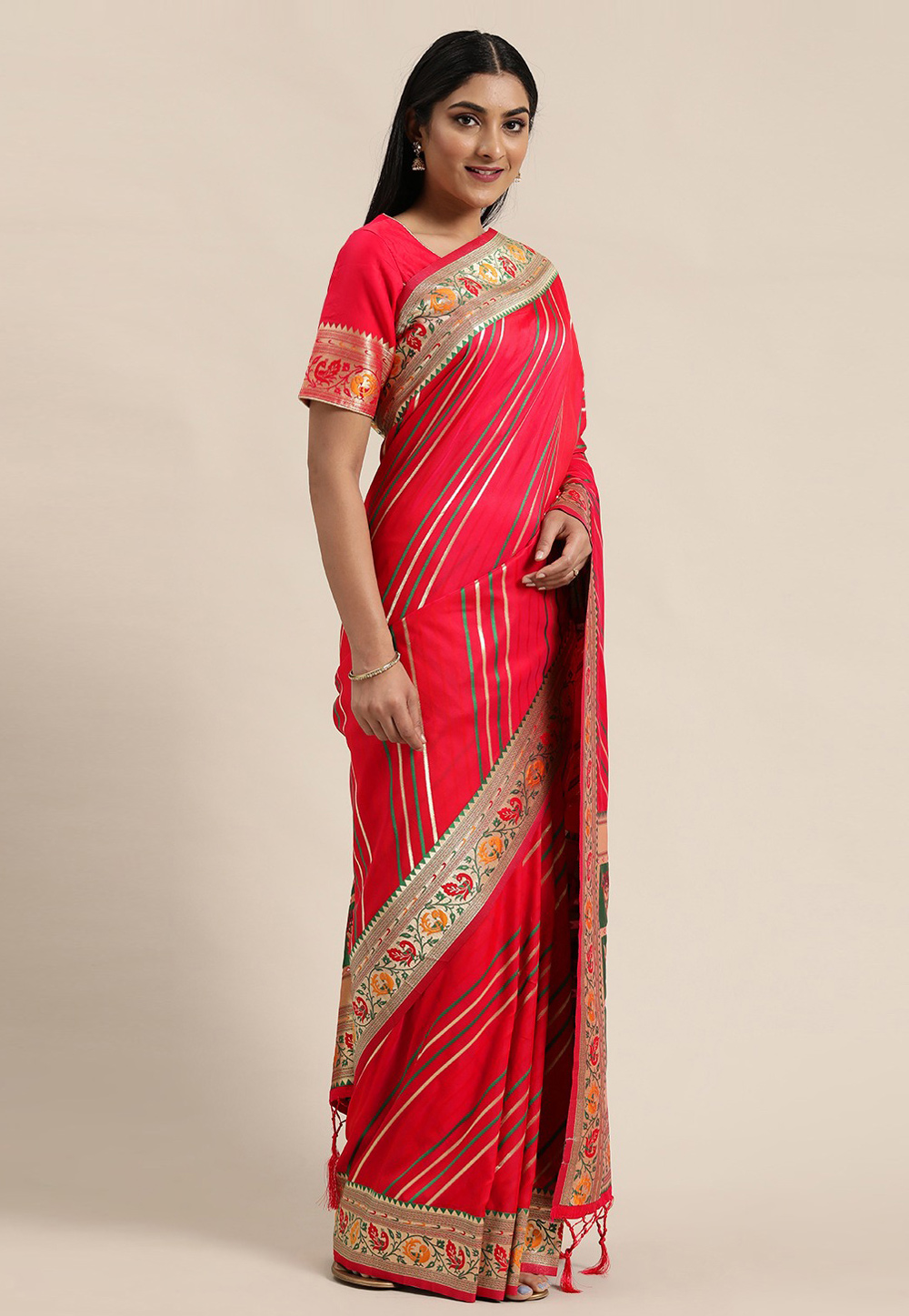 Red Banarasi Silk Paithani Saree 222508