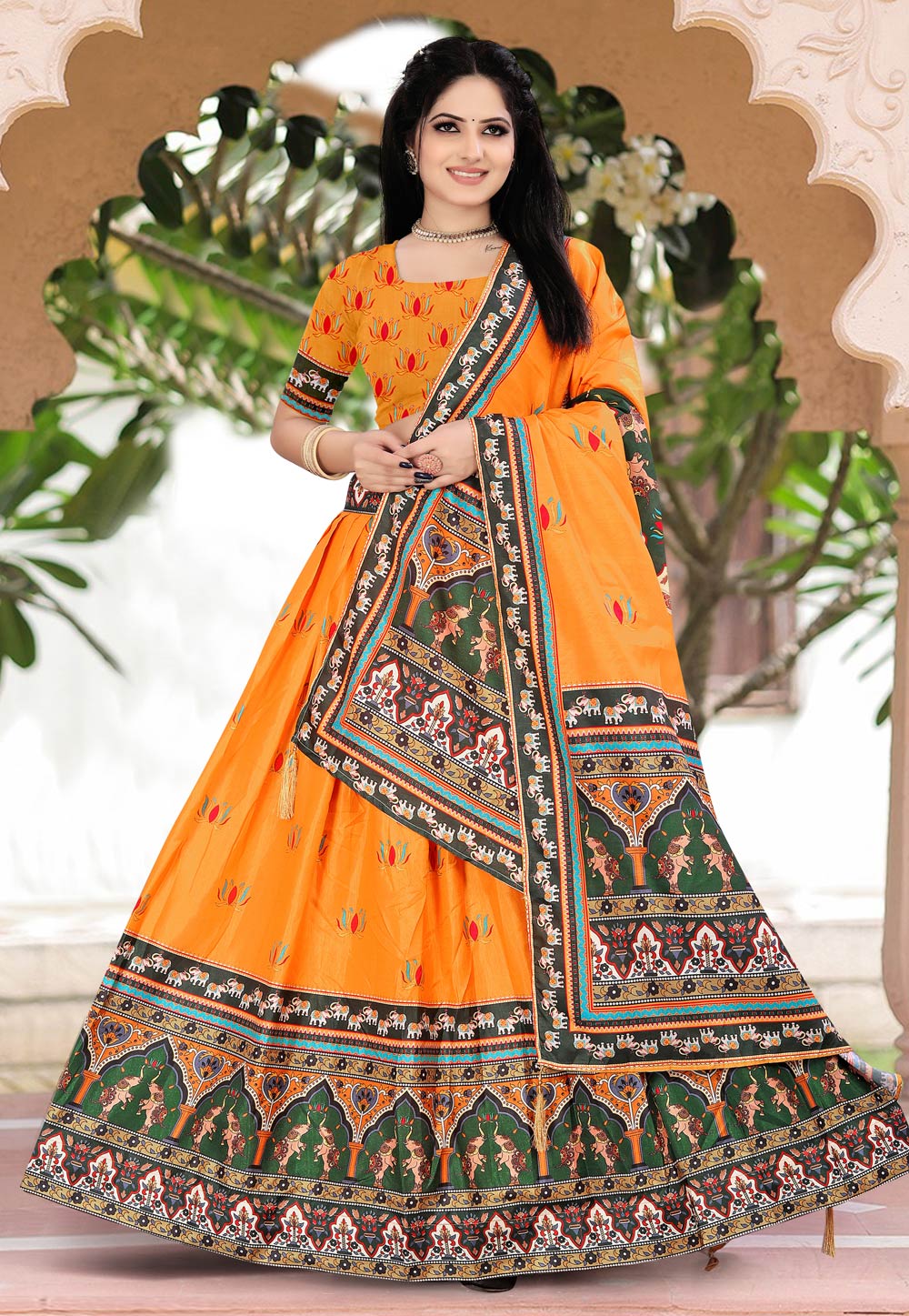 Orange Silk Navratri Chaniya Choli 270550