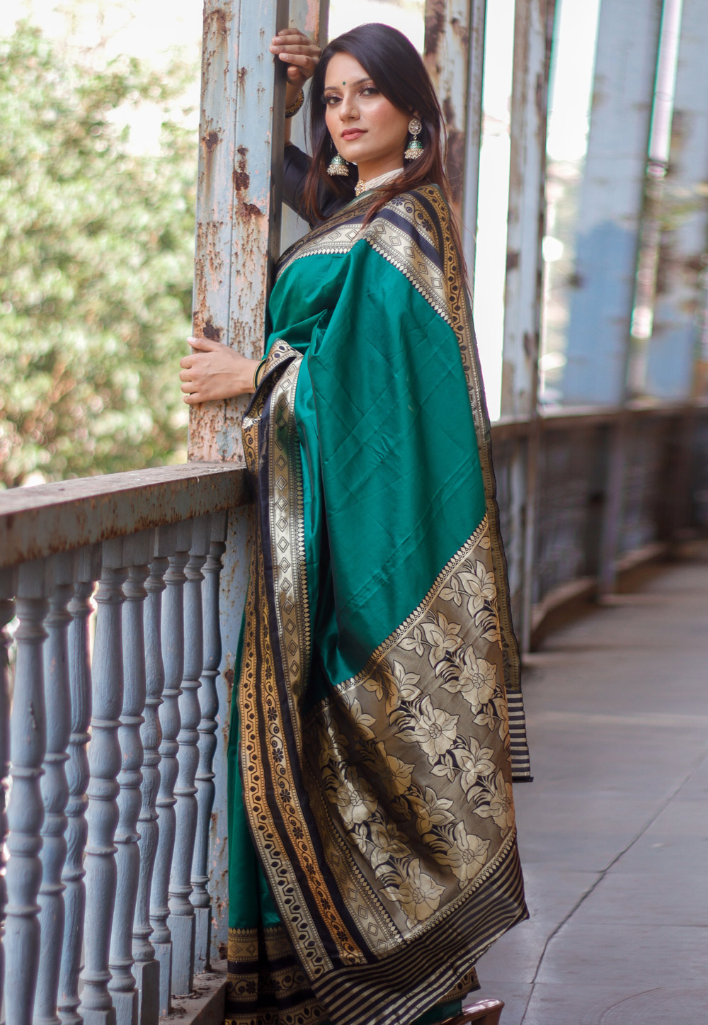 Teal Banarasi Silk Festival Wear Saree 223312