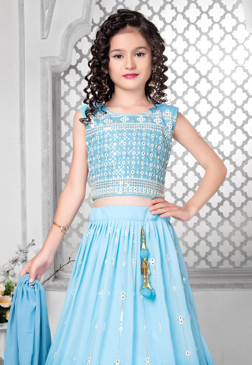 Alka Vol 39 Partywear Readymade Crop Tops Designs Lehenga Kids Wear  Collection