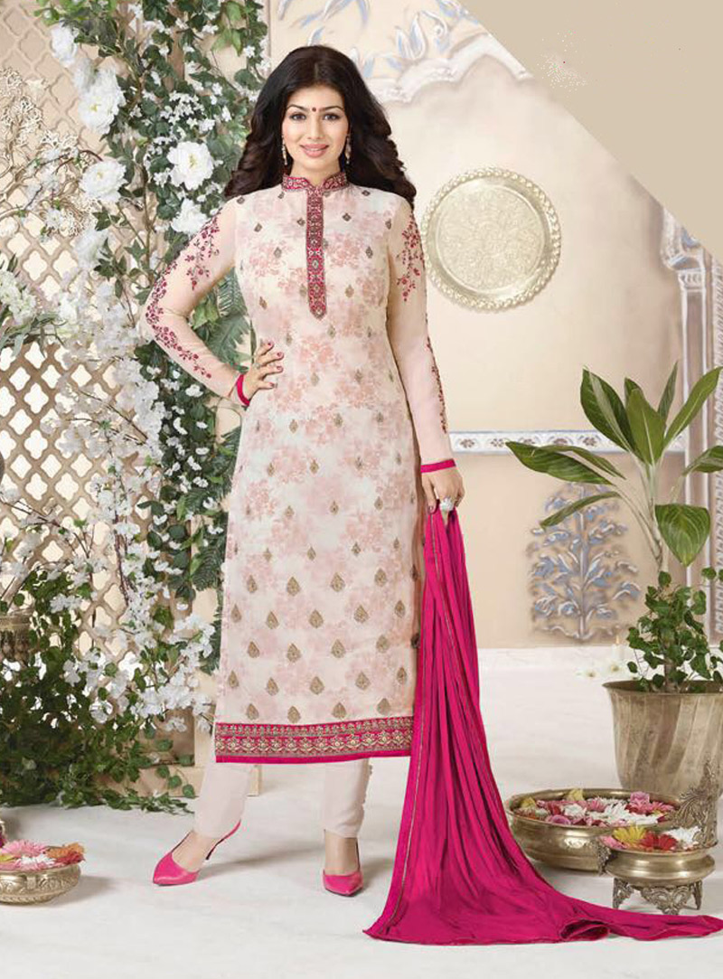 Ayesha Takia Pink Georgette Pant Style Suit 89787