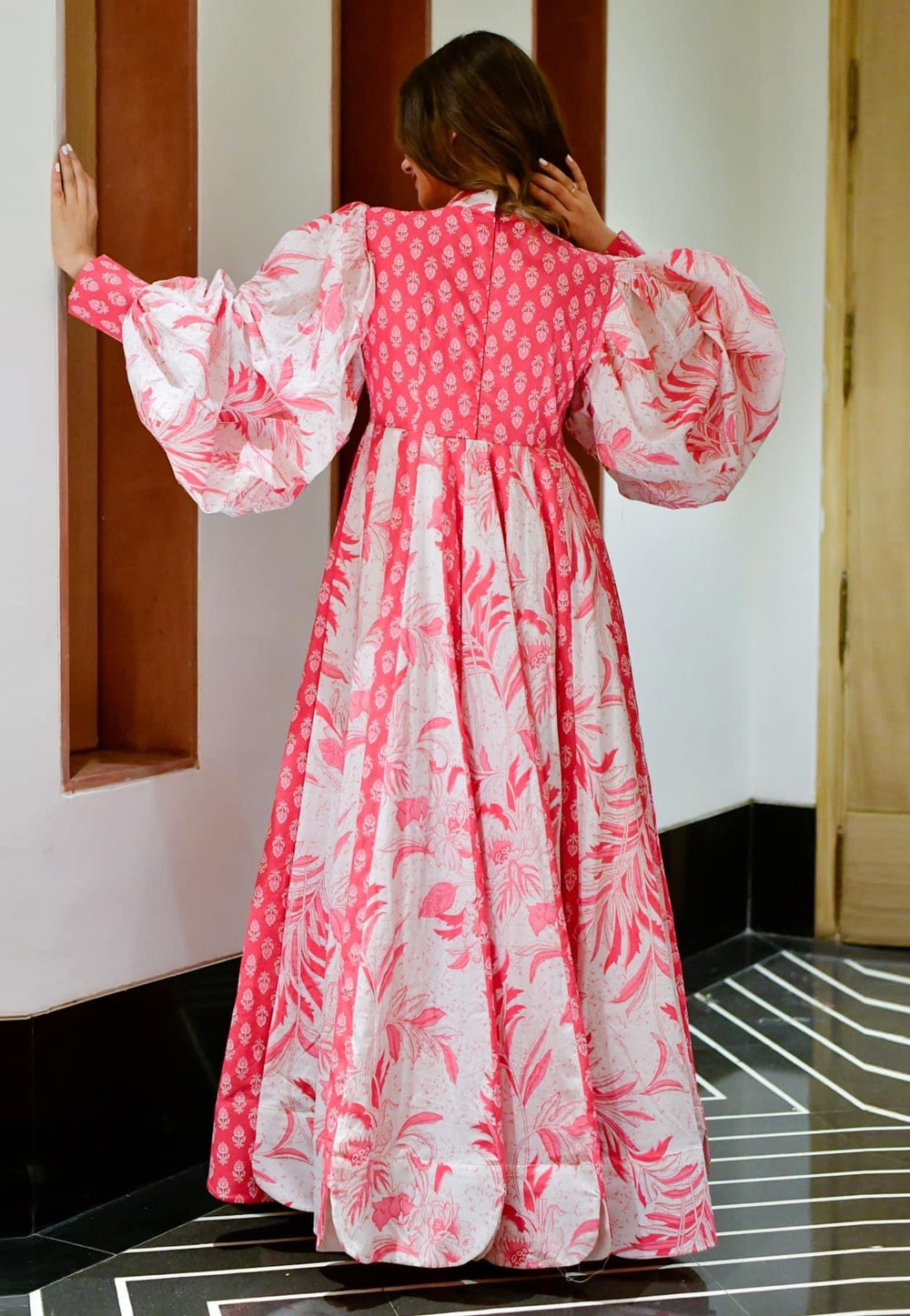Pink Cotton Silk Festival Designer Gown