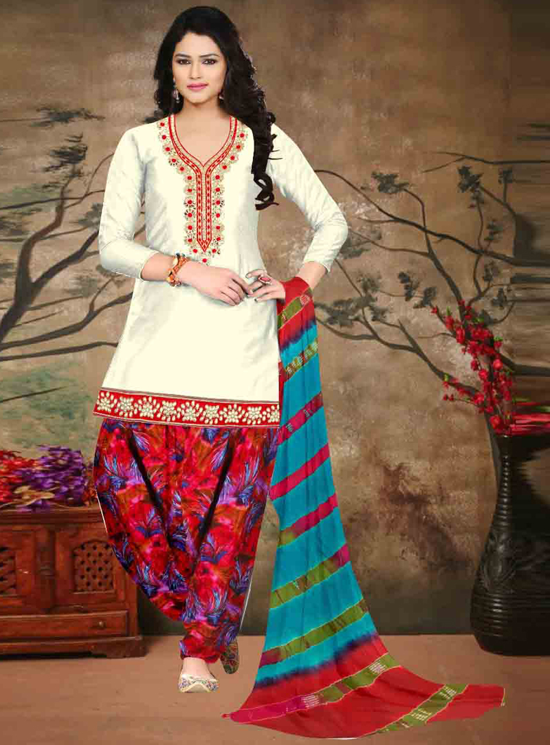 Red Cambric Cotton Punjabi Suit 126345