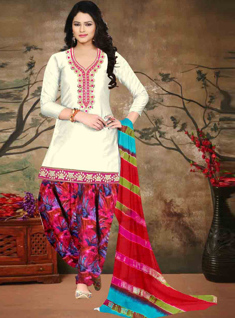 Pink Cambric Cotton Punjabi Suit 126347