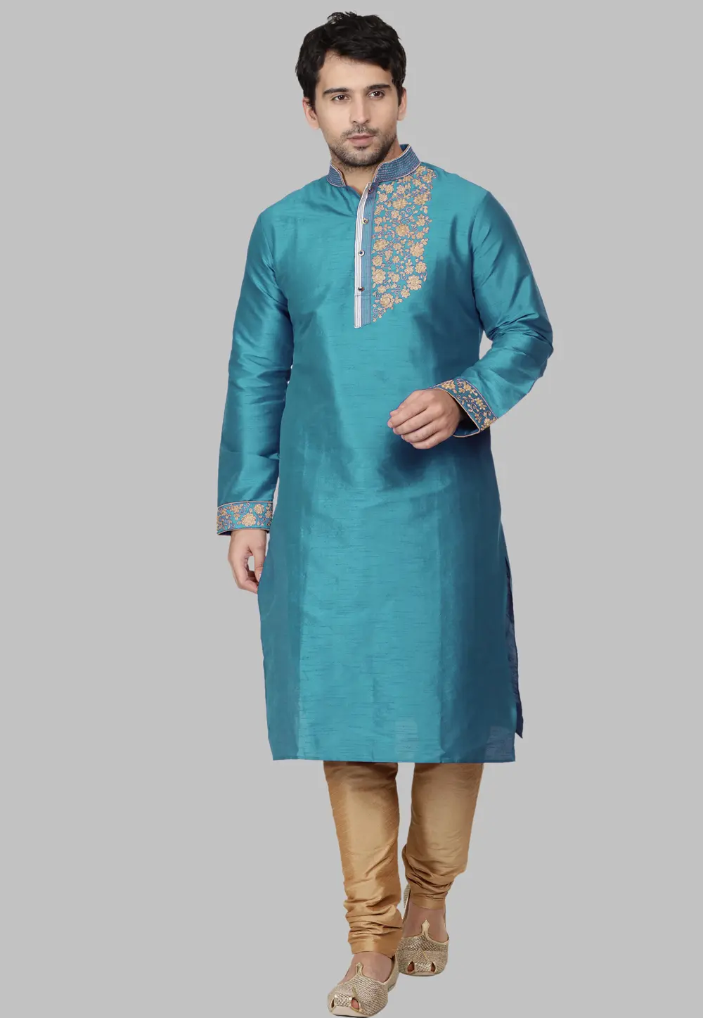 Aqua Dupion Silk Kurta Pajama 298142