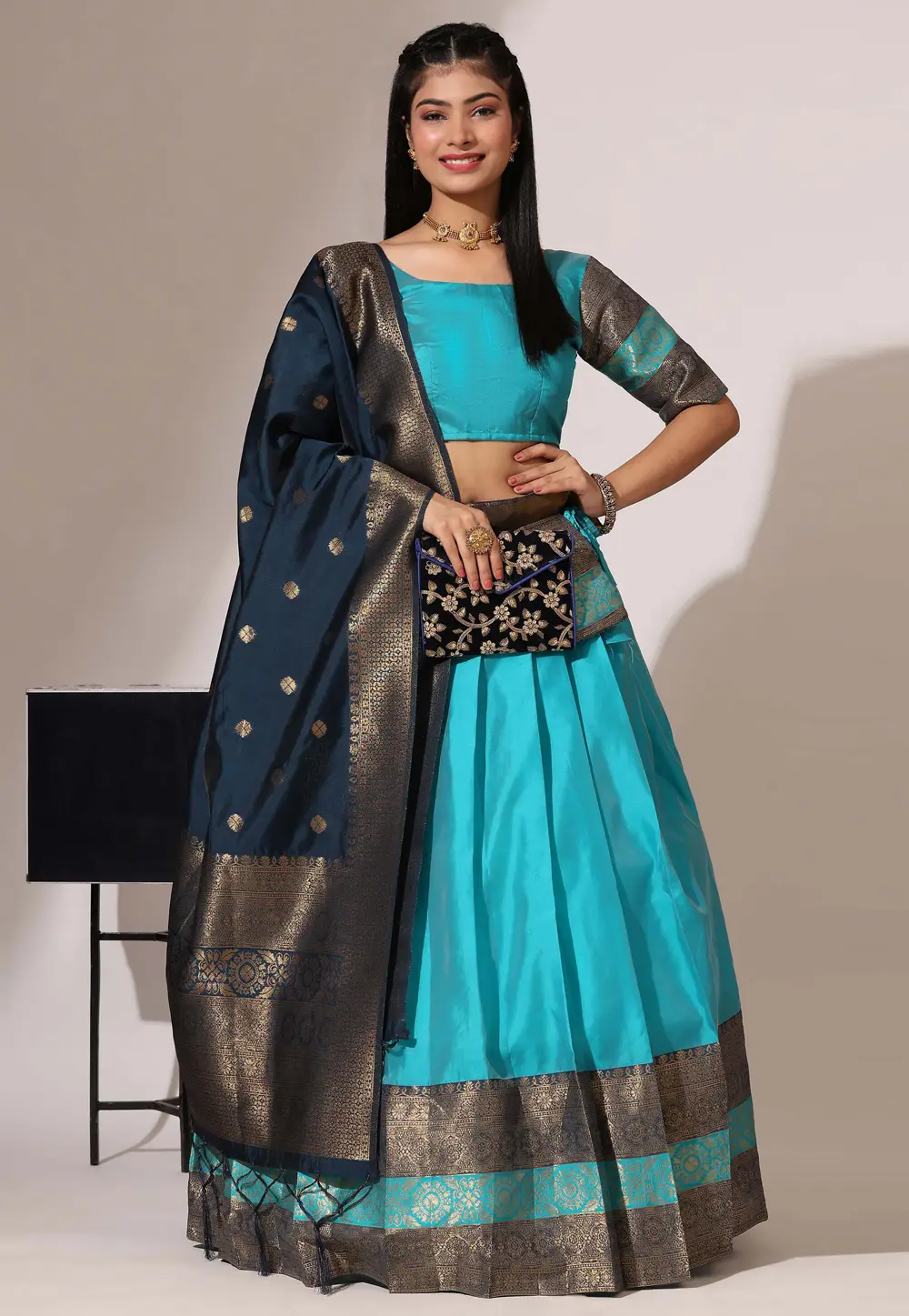 Aqua Silk A Line Lehenga Choli 296230