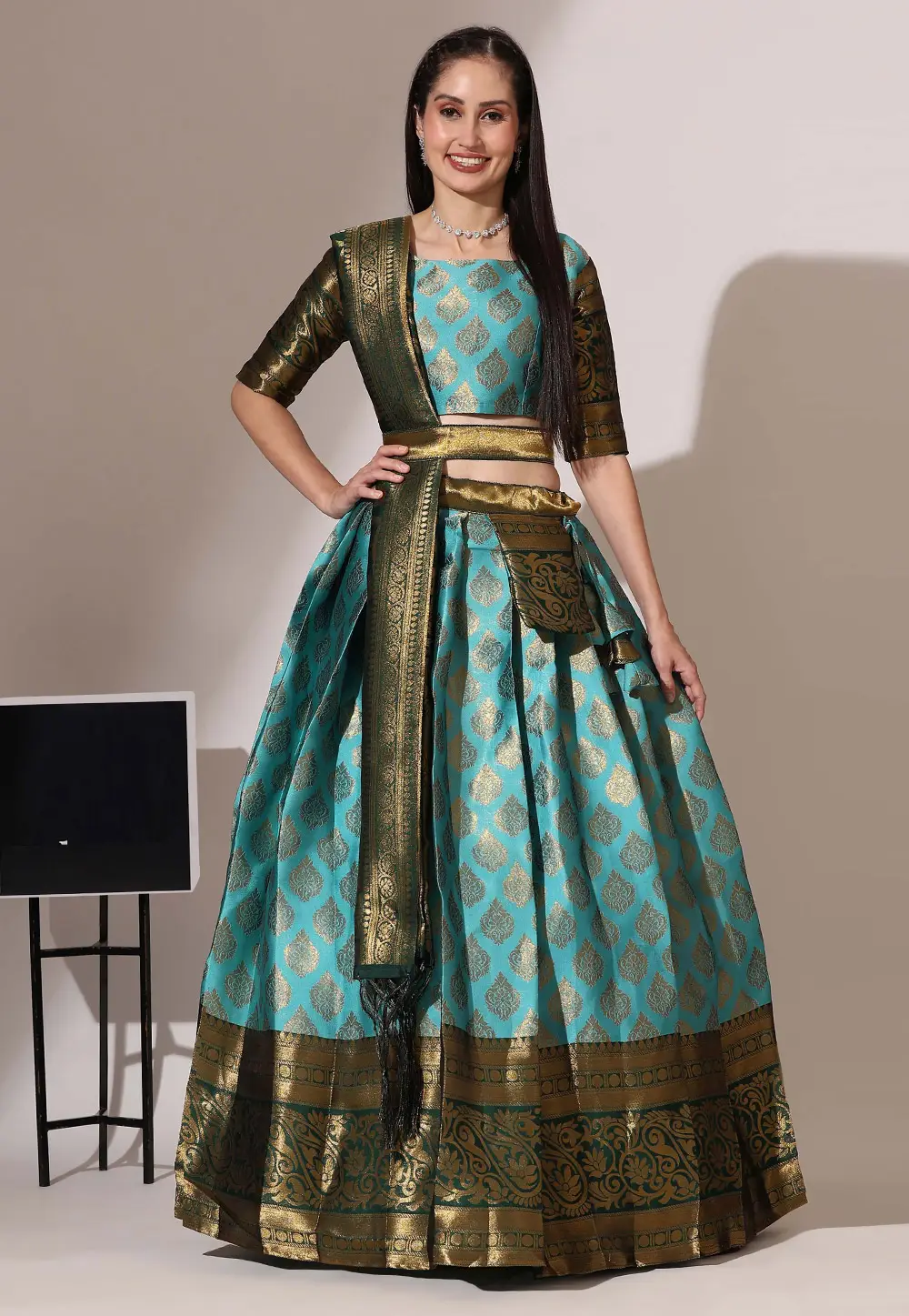 Aqua Silk Circular Lehenga Choli 295382