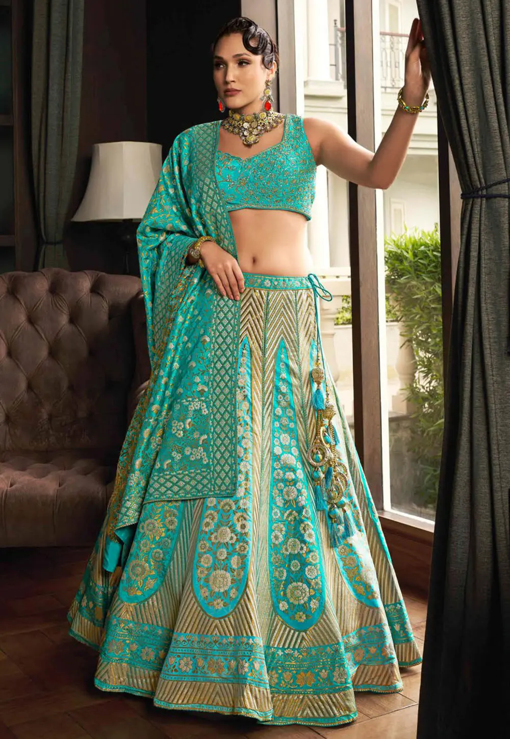 Aqua Silk Lehenga Choli 302597