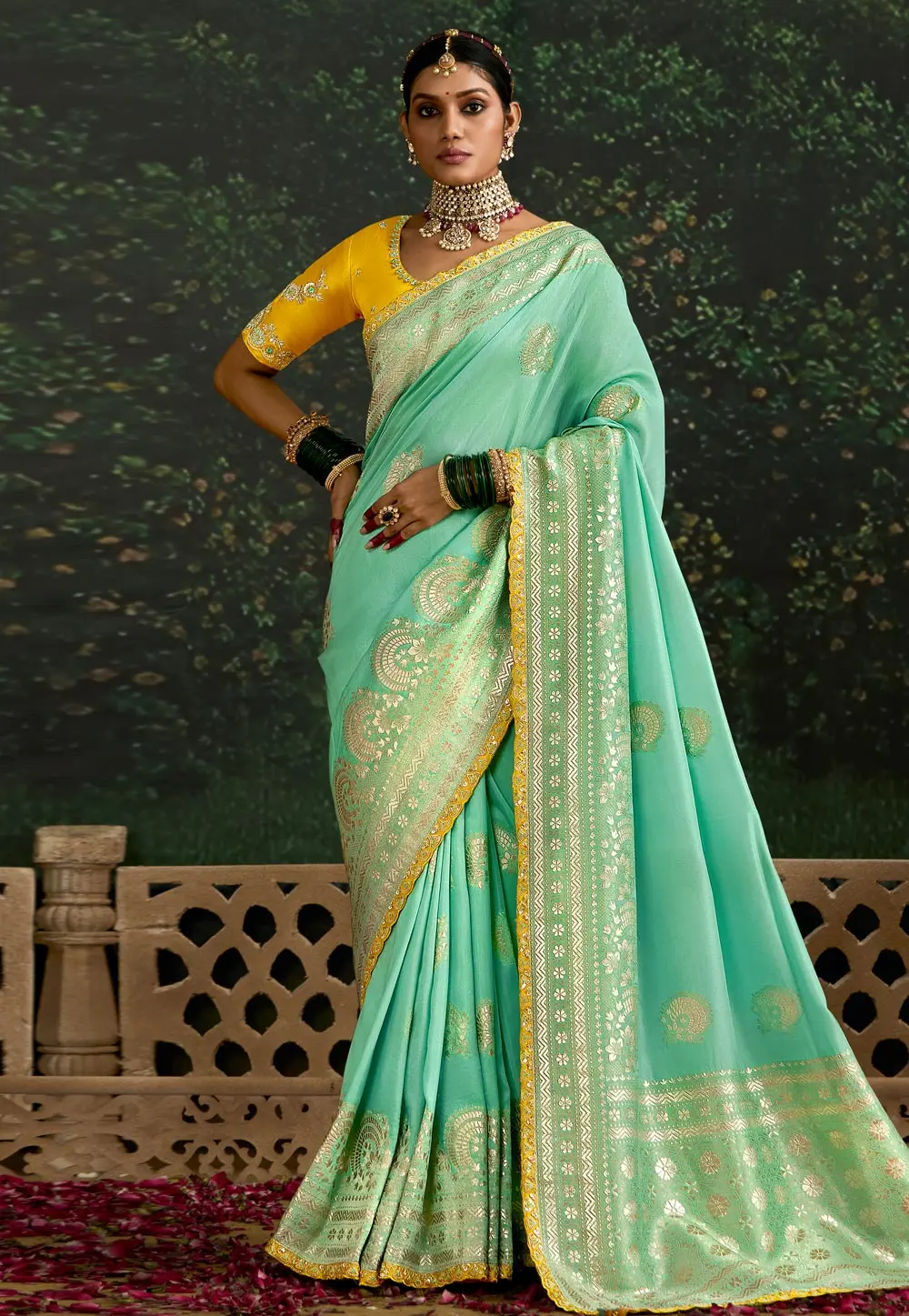 Aqua Silk Saree With Blouse 297755