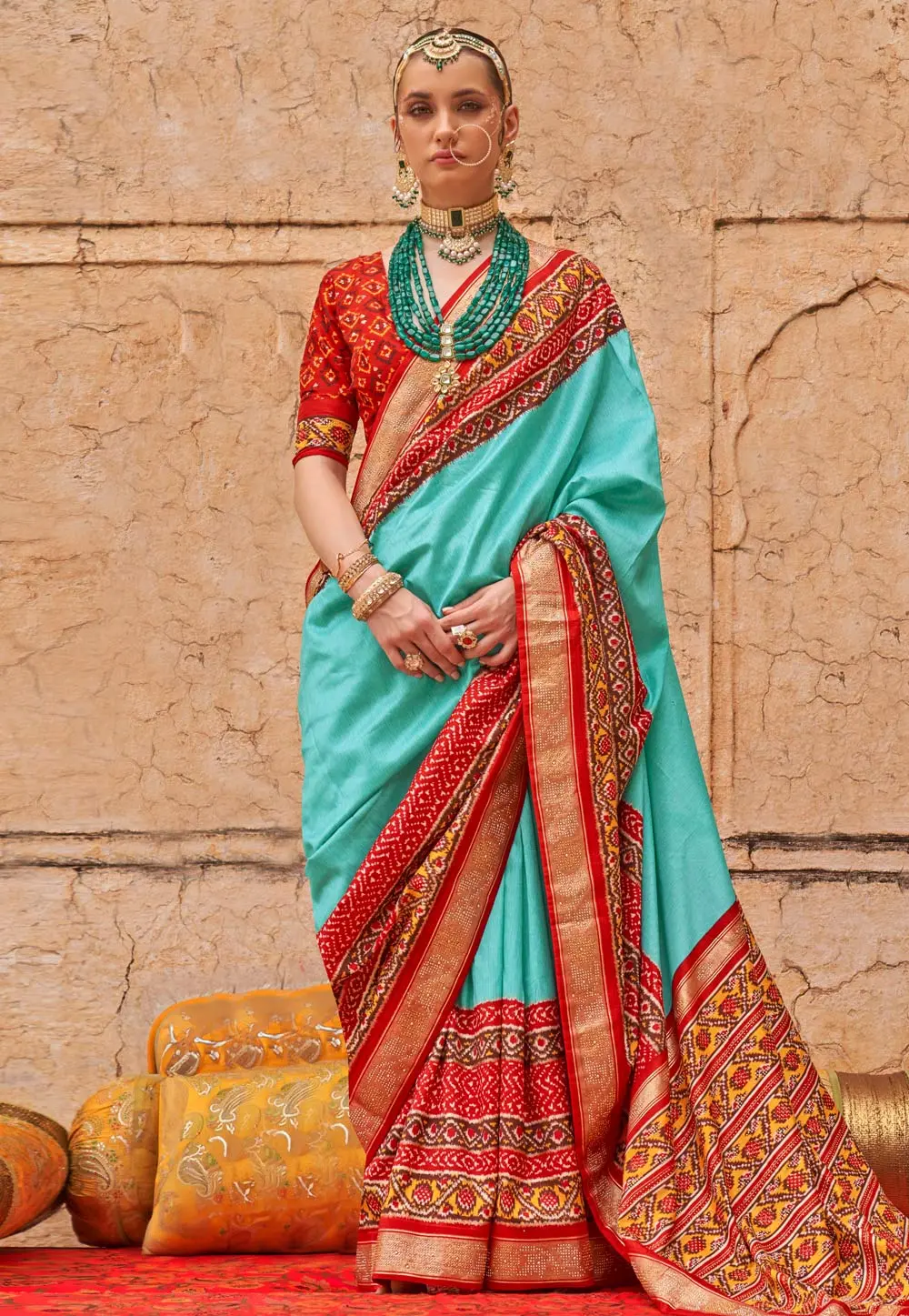 Aqua Viscose Saree With Blouse 297920