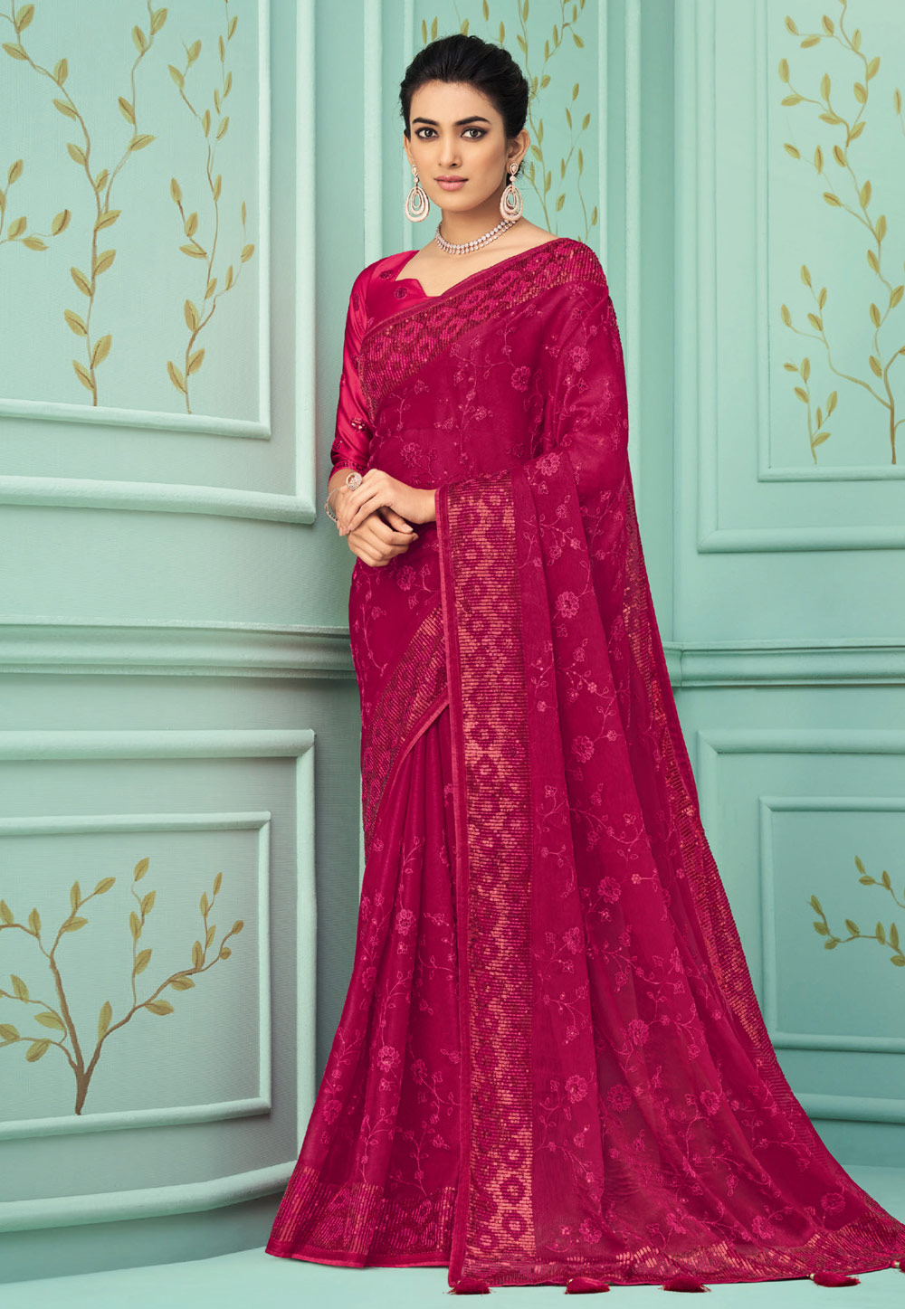 Magenta Silk Saree With Blouse 266255