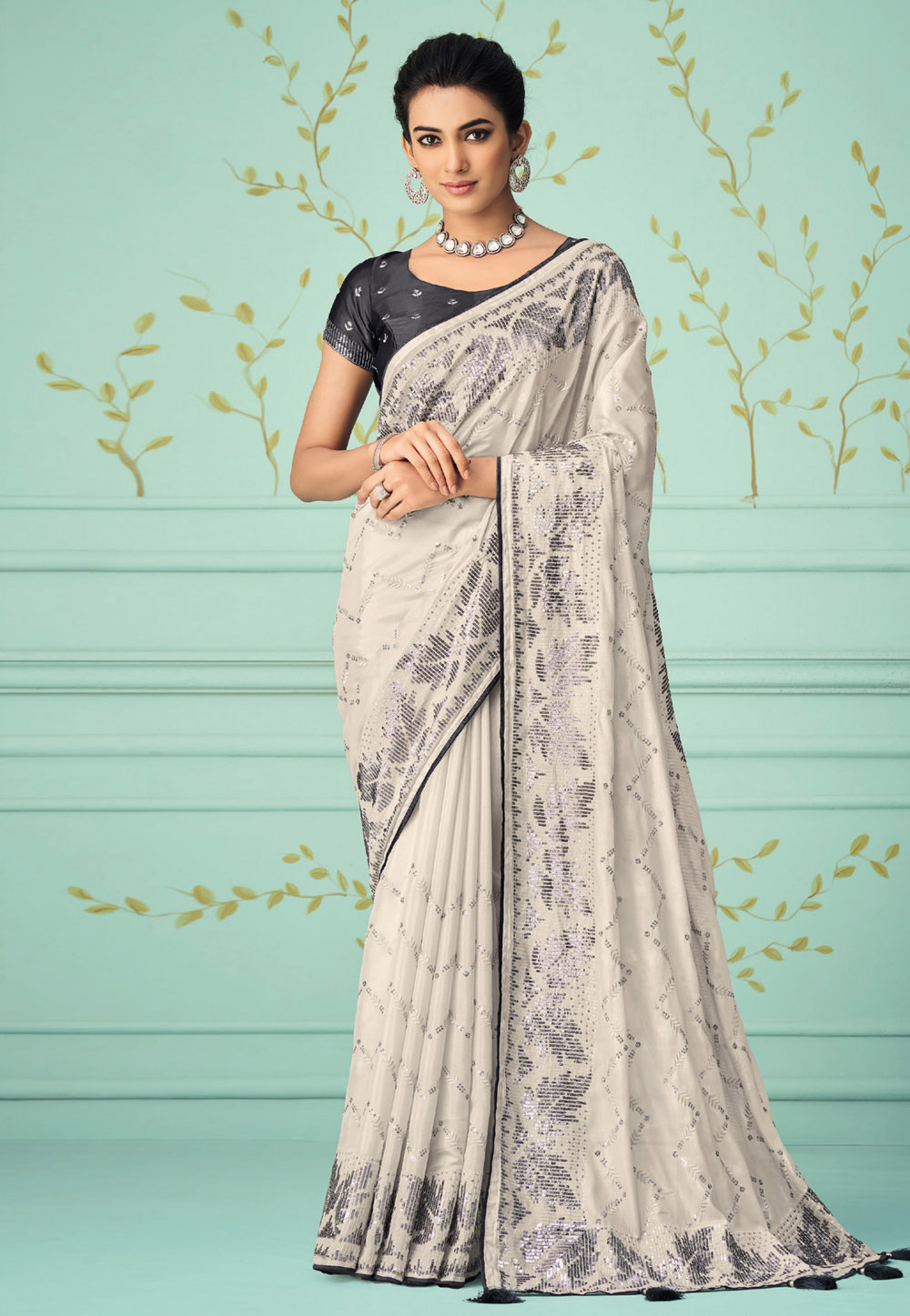 Off White Silk Designer Saree 266258