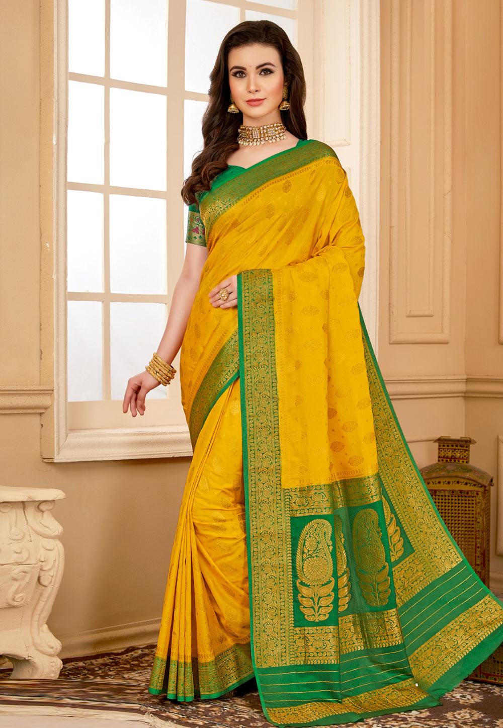 Yellow Georgette Saree With Blouse 259192