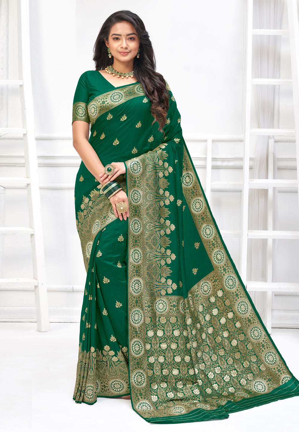 Green Art Silk Saree With Blouse 225517