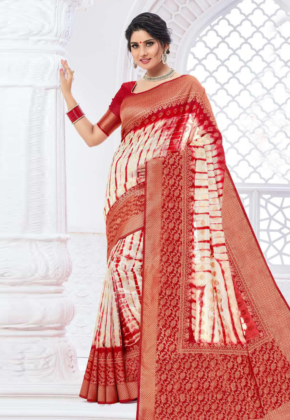Red Bhagalpuri Silk Festival Wear Saree 210242