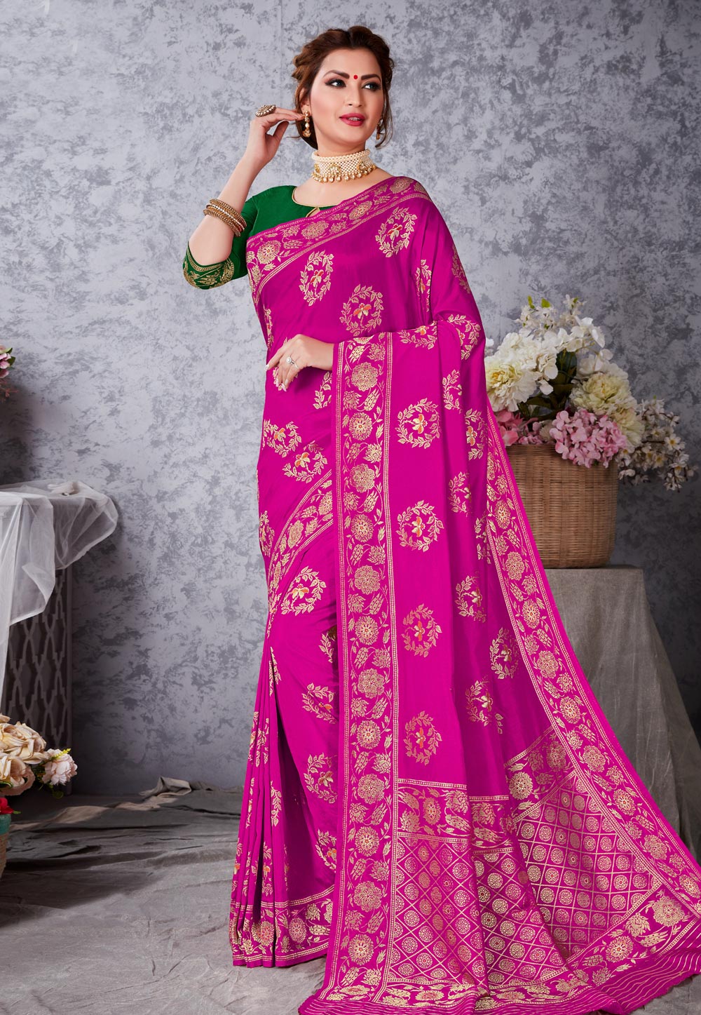 Pink Art Silk Festival Wear Saree 219097