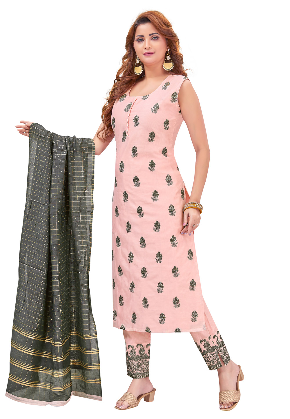 Pink Chanderi Readymade Pakistani Suit 268374