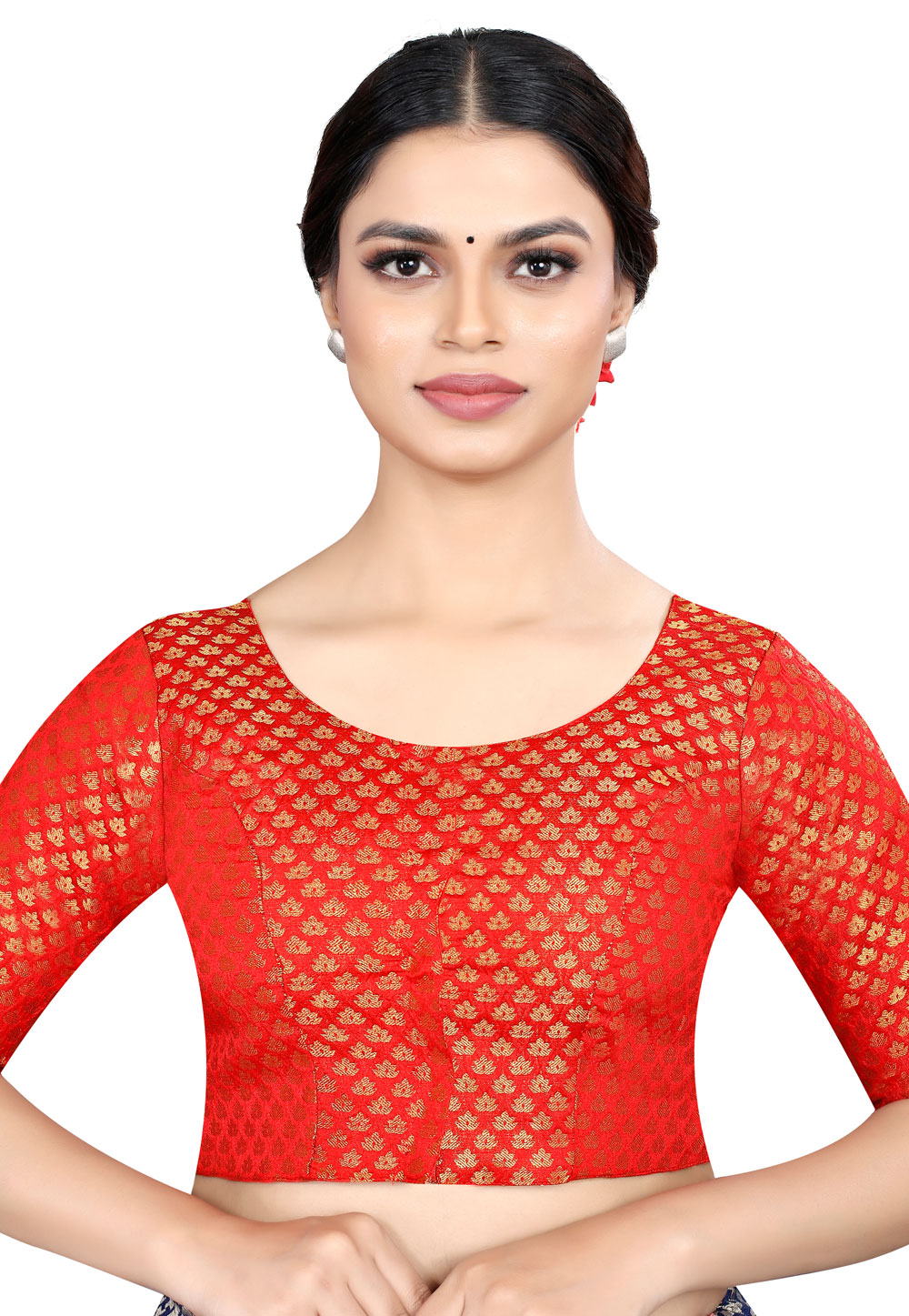 Red Banarasi Silk Readymade Blouse 265076