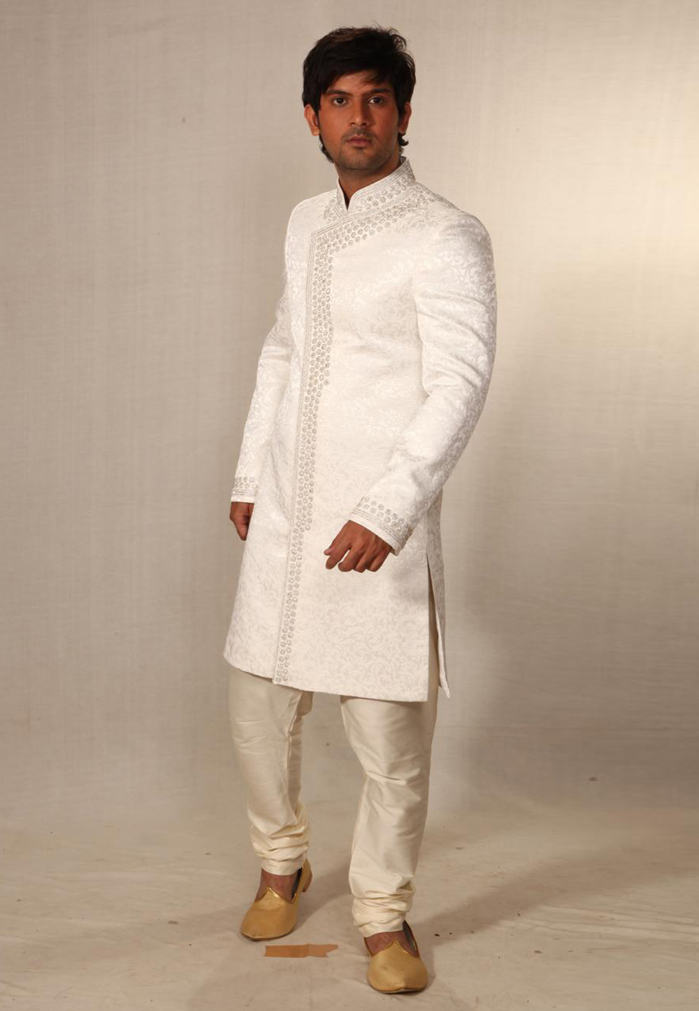 White Silk Readymade Jodhpuri Suit 204384