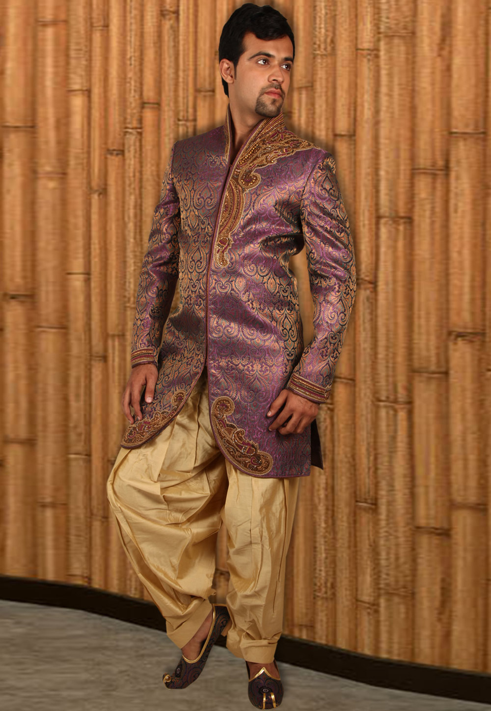 Light Purple Silk Readymade Indo Western Suit 204402