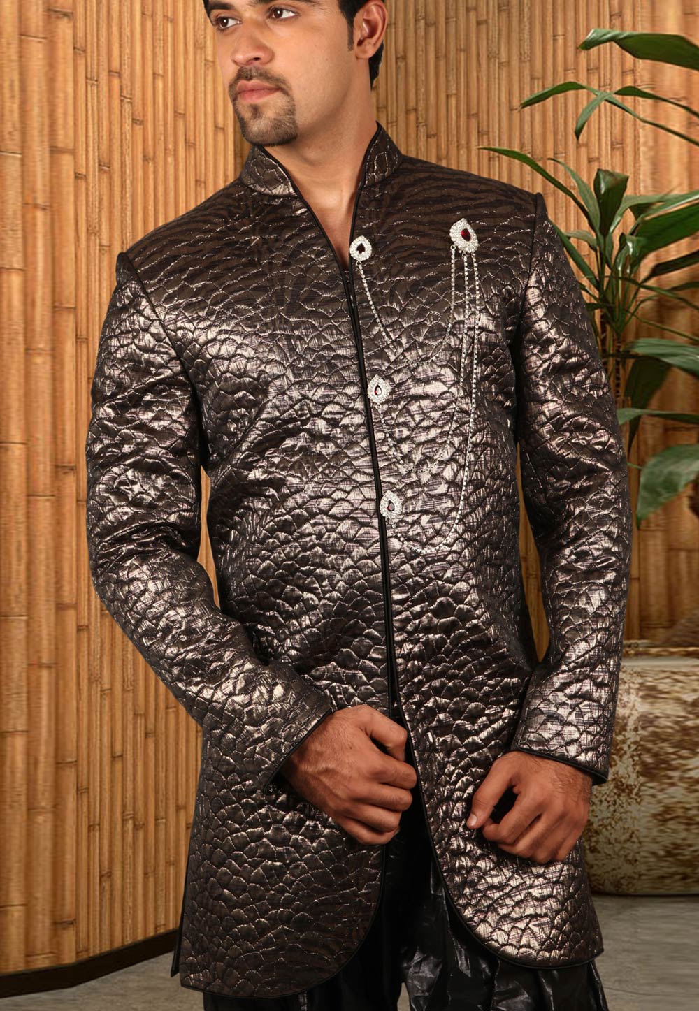 Shaded Brown Shimmer Readymade Jodhpuri Suit 204409
