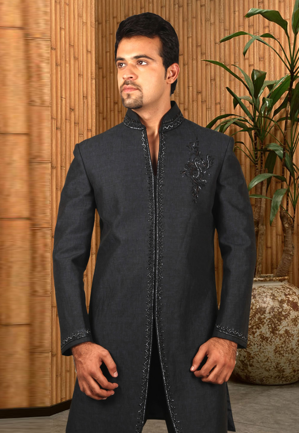 Dark grey 2024 jodhpuri suit