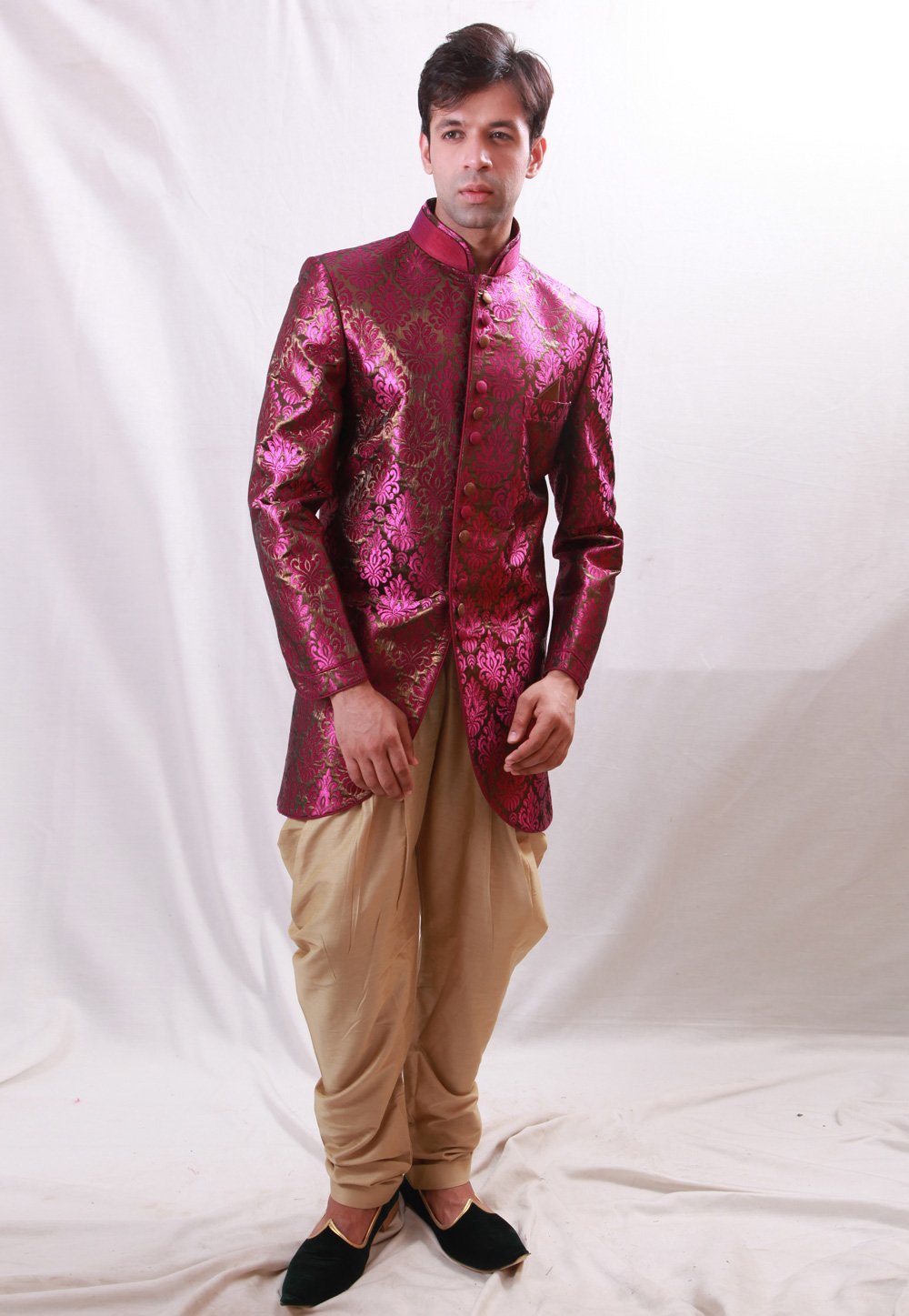 Pink Shimmer Readymade Indo Western Suit 204453