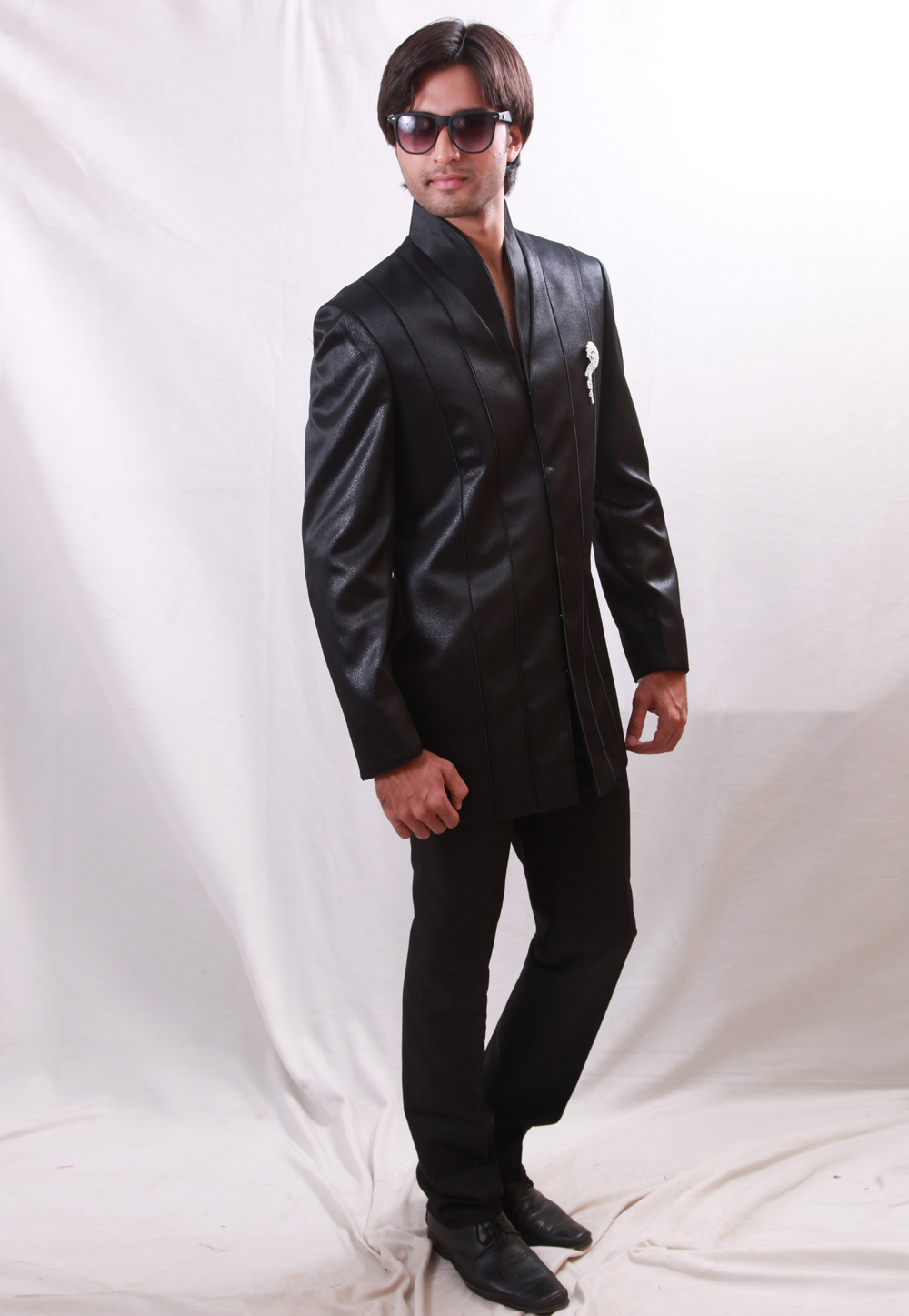 Black Silk Readymade Jodhpuri Suit 204456