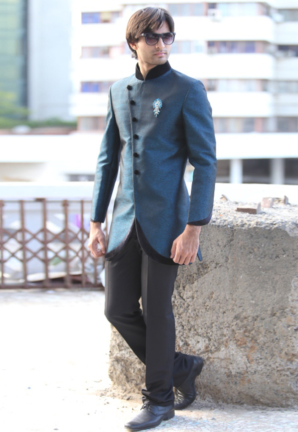 Blue Silk Readymade Jodhpuri Suit 204457