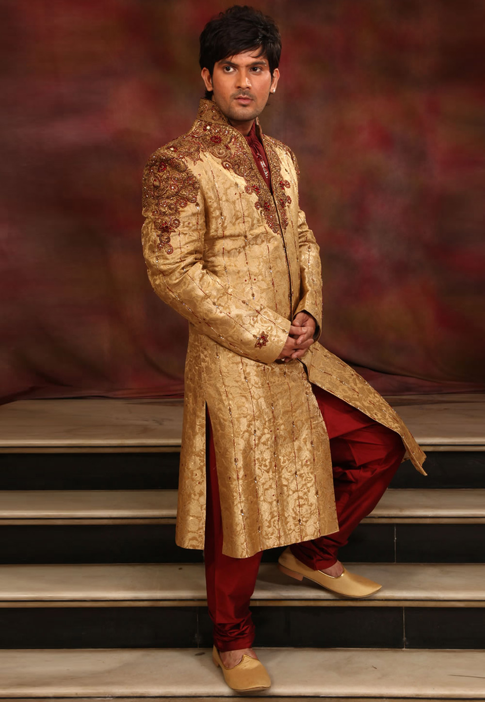 Golden Silk Readymade Sherwani 204328