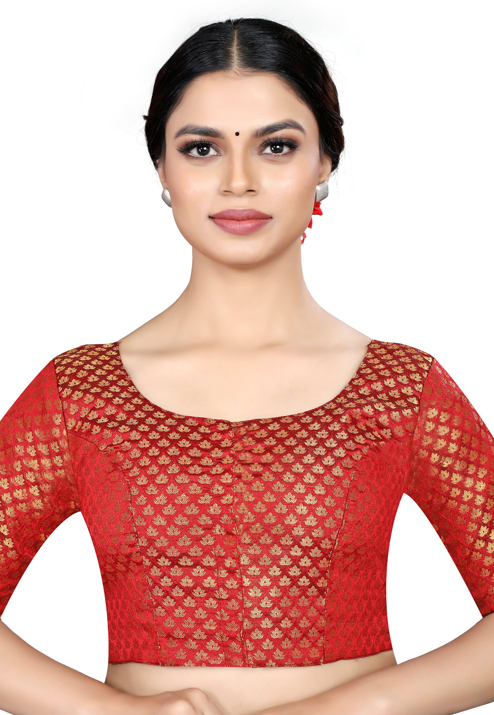 Red Banarasi Silk Readymade Blouse 265068